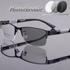 Luxury Business Photochromic Myopia Glasses Half Frame Men's Anti-blue Light Outdoor UV400 Prescription Glasses with Diopter