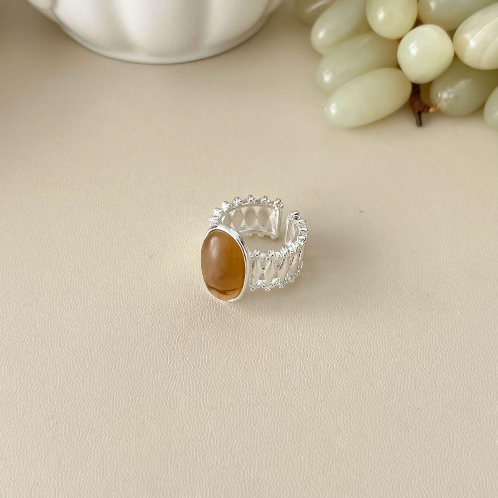 Vintage Amber Open Finger Rings Creative Opening Rings Bride Jewelry Finger Rings Girls