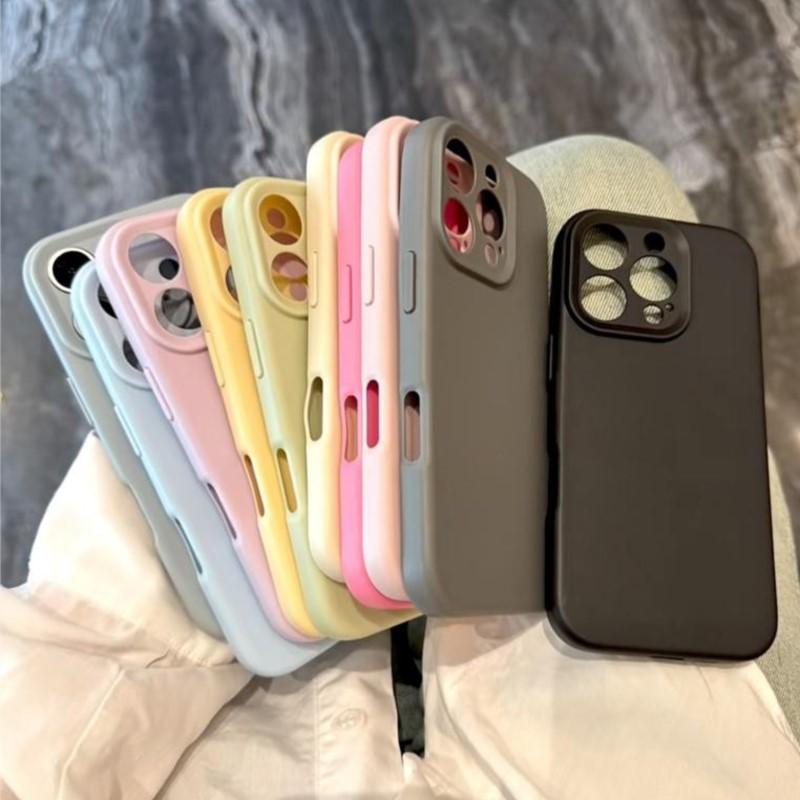 Роскошный Матовый Мягкий Силиконовый TPU Чехол для iPhone 16 15 14 Plus 11 Pro Max Простой Однотонный Резиновый Конфетный Цвет Ударопрочный Чехол