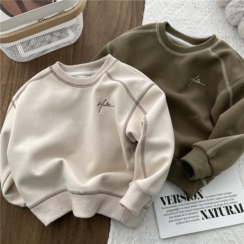Spring Solid Sweatshirt Autumn Fashion Loose Casual Pullover Kids Long Sleeve Cotton Tracksuits Children Clothing 2-8 Years