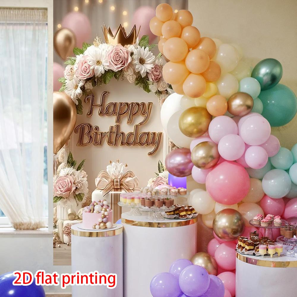 Happy Birthday Door Curtain Balloons Family Gatherings Polyester Home Decor