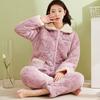 Женский костюм из кораллового флиса с подкладкой, трехслойный утолщенный, можно носить на улице, осенне-зимняя домашняя одежда, зимний флис, теплый
