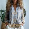Women's Casual Commuting Shirt with Western Ethnic Style Geometric Print Long Sleeved Women's Shirt