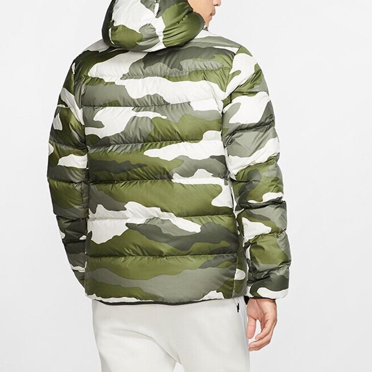 Nike Мужская утепленная куртка Windrunner с камуфляжным принтом и наполнителем из пуха, зеленая, BV4764-222