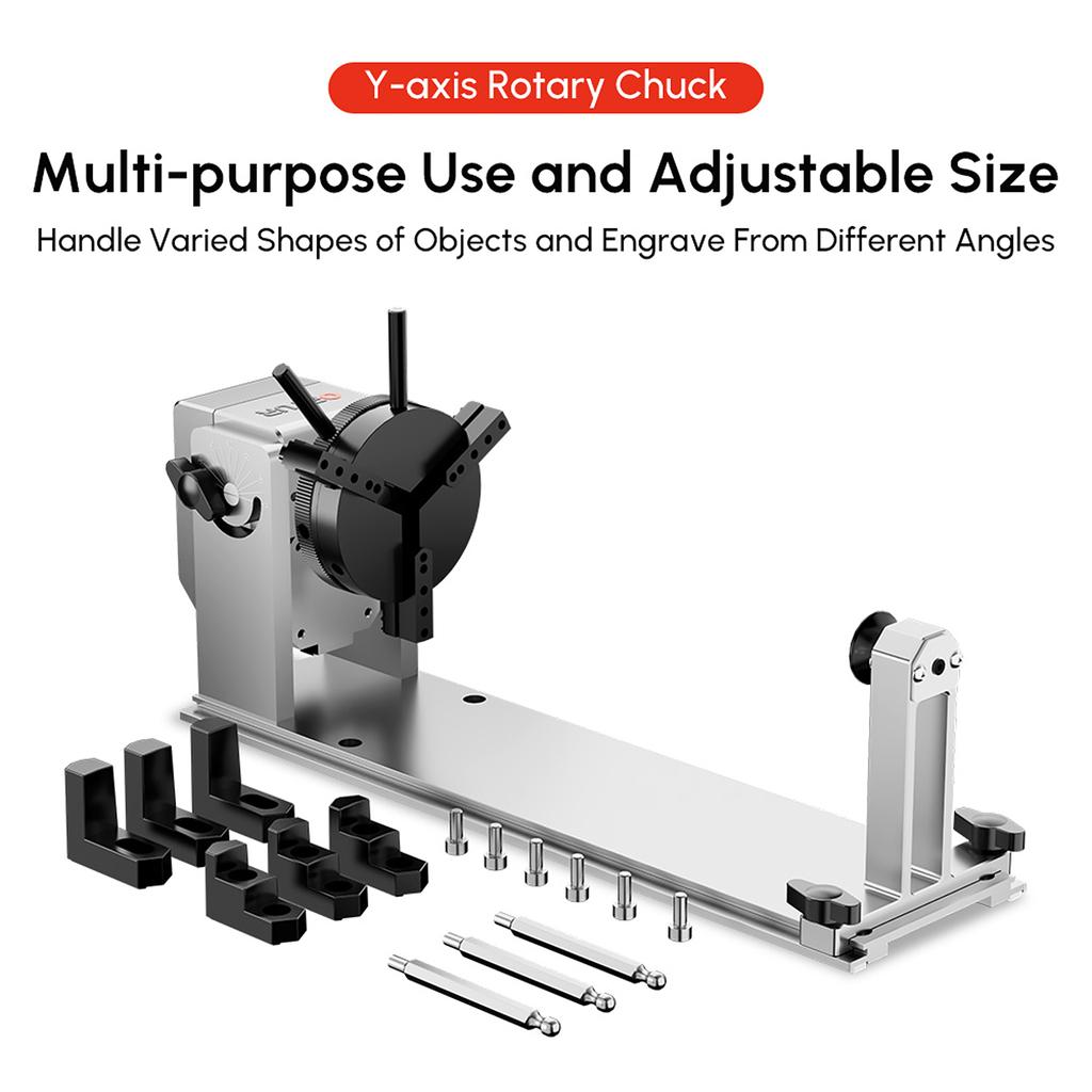 ORTUR YRC1.0 Rotating Roller with 180 Degrees  Horizontal Flip Angle and 360 Degrees Rotating Engraving with 3 Jaws