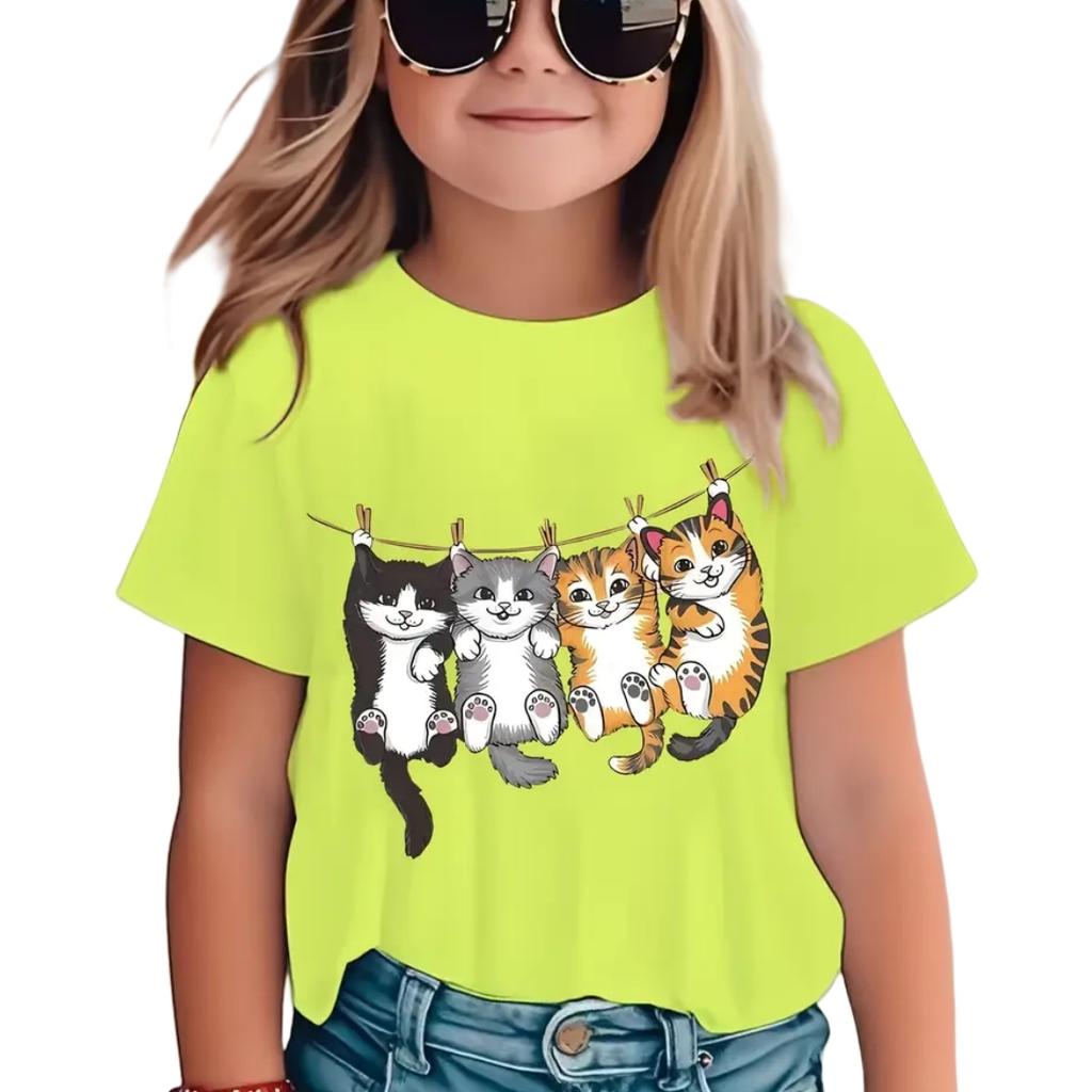 T-Shirt for Girls Cartoon Tops Short Sleeve Top Girls Clothes Boys Tshirt Tees Fashion Kawaii Children T-Shirt