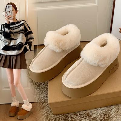 Мао Мао зимние женские новые сапоги на среднем каблуке с круглым носком, короткие хлопковые ботинки с мехом, тренд