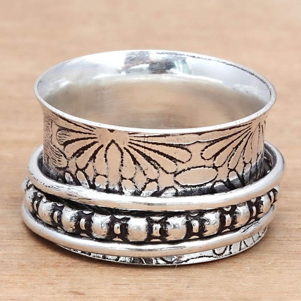 Серебряное кольцо-спиннер для женщин, четыре кольца-спиннера, серебряное ювелирное кольцо "7"