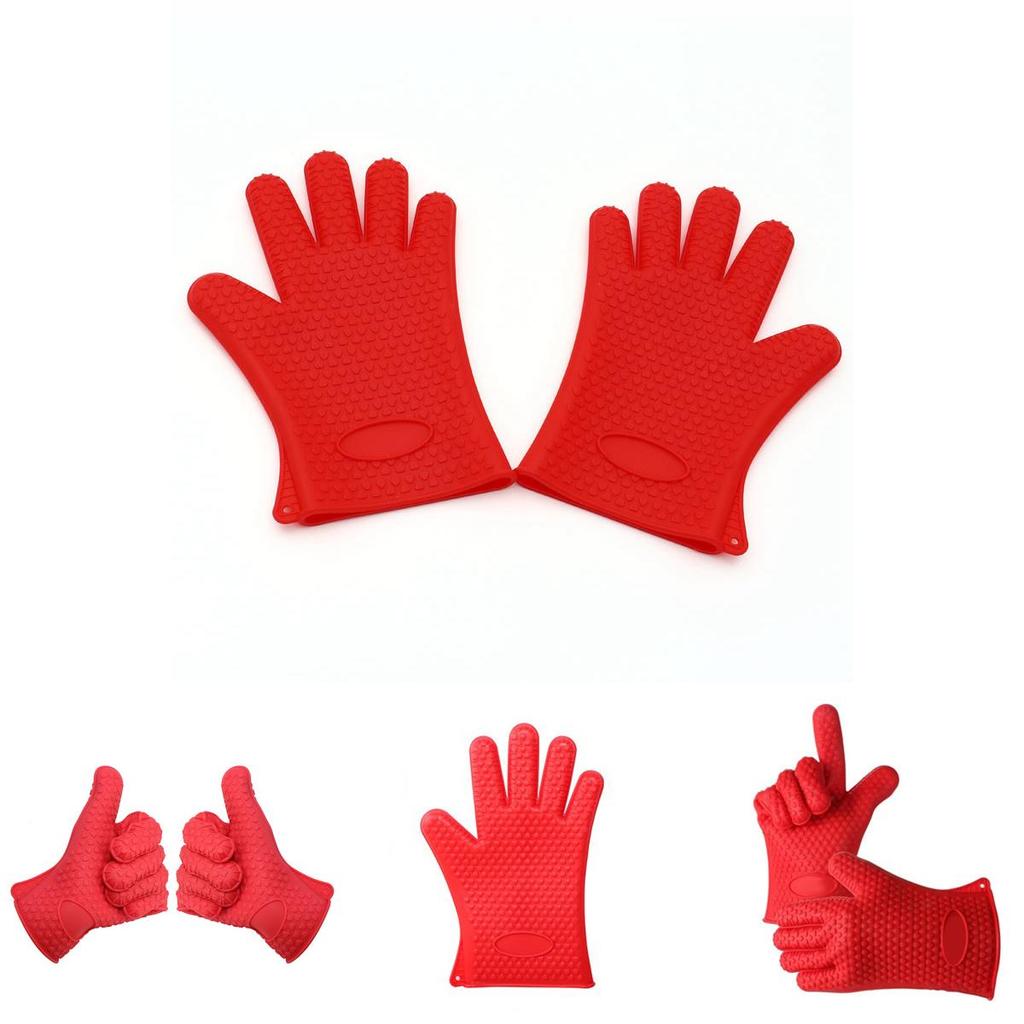 Red Silicone Glove For Cooking With Non-toxic And Safe Insulation**