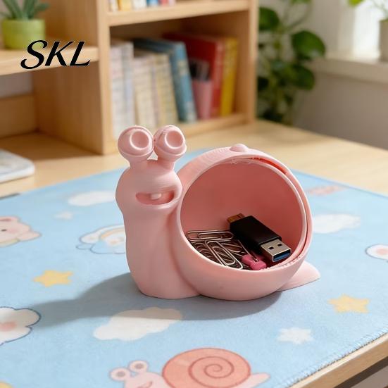 Clutter Storage Container Cute Snail Box, 3D Printed Novelty Ornament, Trinket Small Jewelry Box Holder with Lid, Fun Desk Organizer for Hair Ties