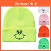 Уютная вязаная шапка-бини с вышивкой мультяшного лица для защиты от ветра и тепла зимой