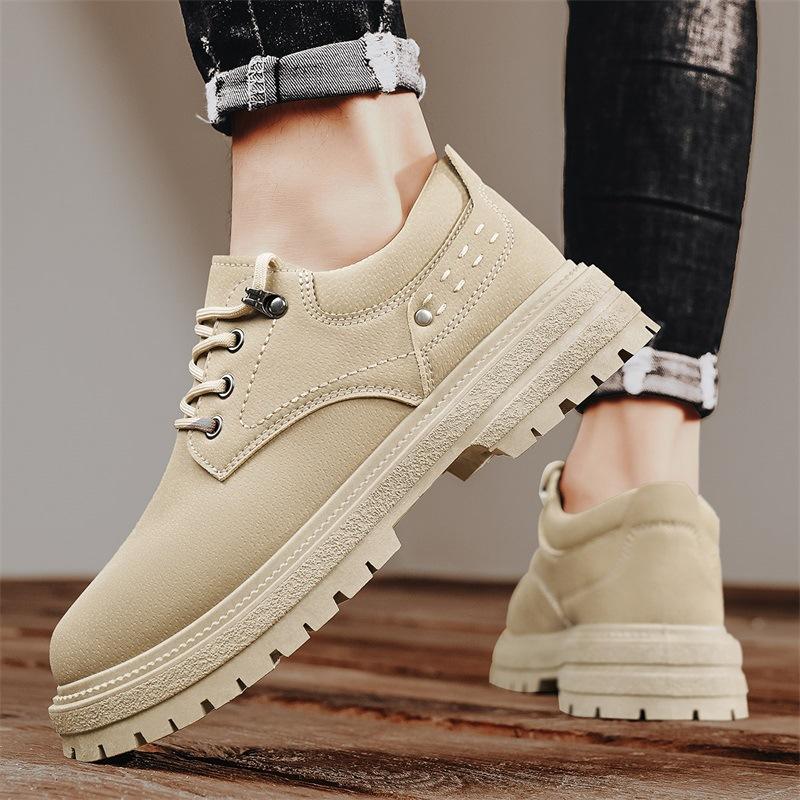 Мужская обувь осенняя британская мужская повседневная кожаная обувь рабочая нескользящая износостойкая инструментальная рабочая страховка спортивные низкие ботинки Martin