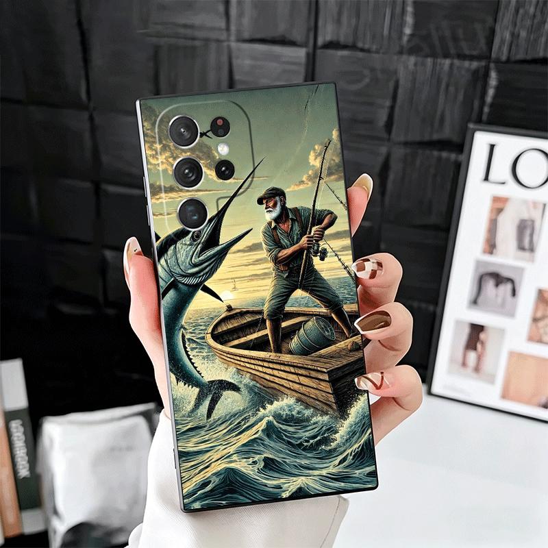 Hunting Fishing Man Soft Phone Case for Samsung Galaxy S26 S25 Edge S24 Ultra S23 Plus S22 S21 FE S20 Black Cover Back Shell