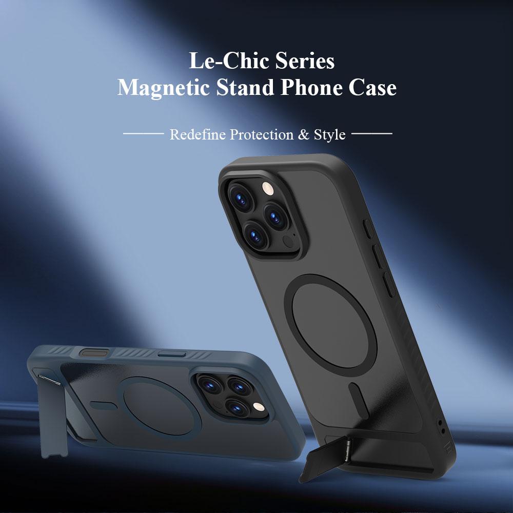 LEREACH Серия Le-Chic Для чехла iPhone 16 Pro Max Совместим с MagSafe Подставка ТПУ+ПК Чехол для телефона
