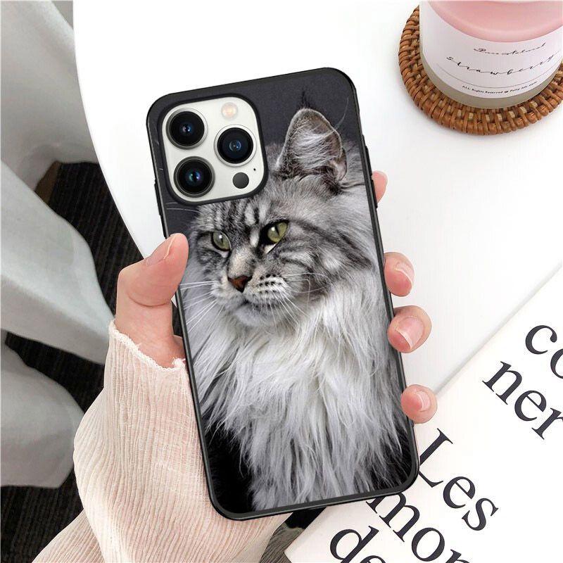 Мягкий чехол для телефона с домашним животным мейн-куном и котом для iphone 14pro 11pro 12 13pro max 5S 6s xs 7 8plus SE xr 12mini Coque, чехлы