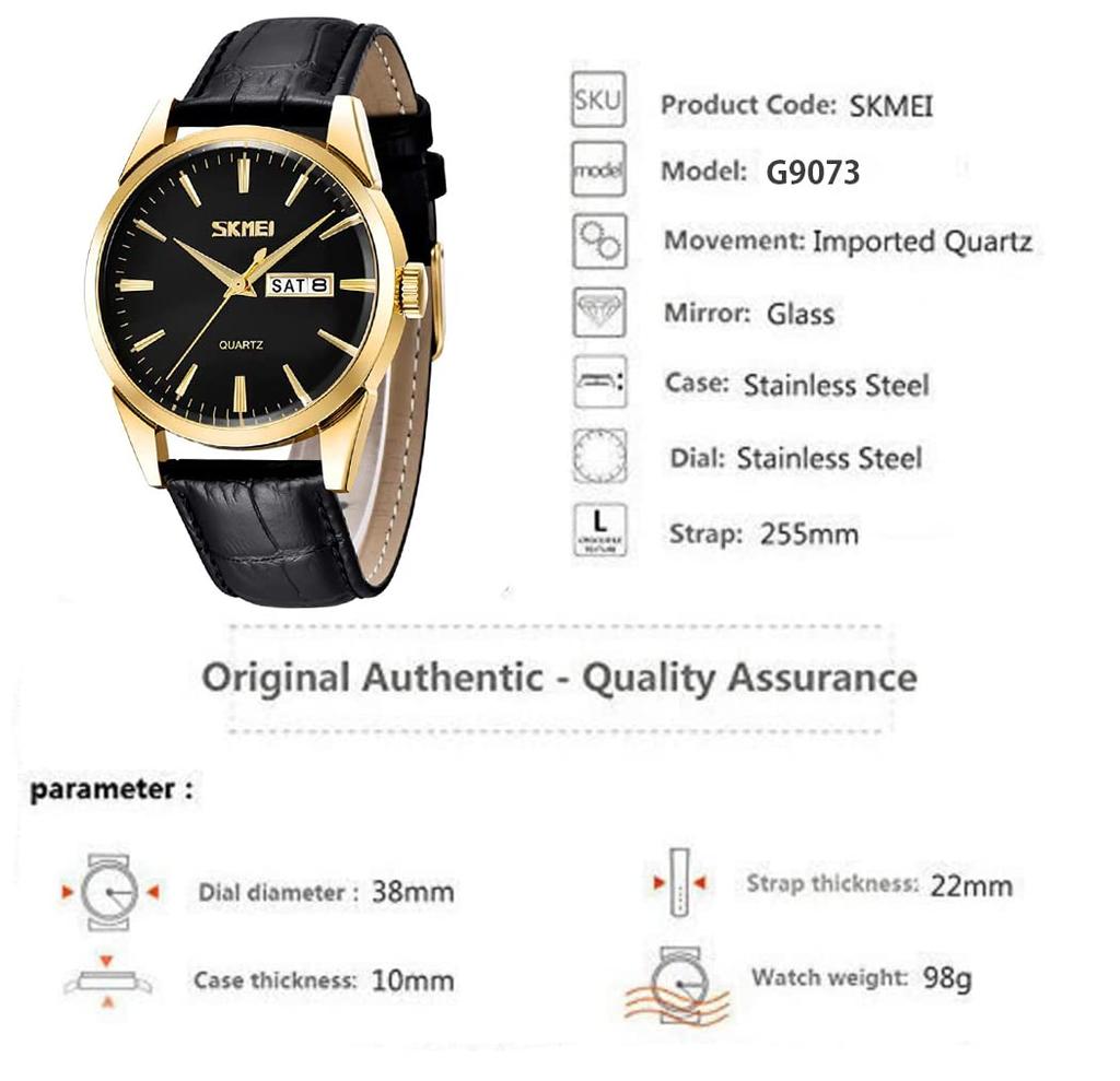 Black Leather Business Quartz Date Day of the Week Day Gift Men's Watch, Strap, Style, Classic, Waterproof, Movement, Analog, Stylish, Casual, Simple,