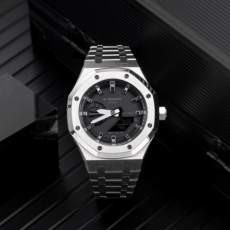 Casio Унисекс Жидкокристаллический/Аналоговый Двойной Дисплей Серия 44,5 мм Черные Часы GA-2100-1A1(Команда788--)