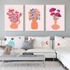 Plant Flower Oil Painting Pink Background Vase Art Canvas Painting Living Room Corridor Office Home Decoration Mural No Frame