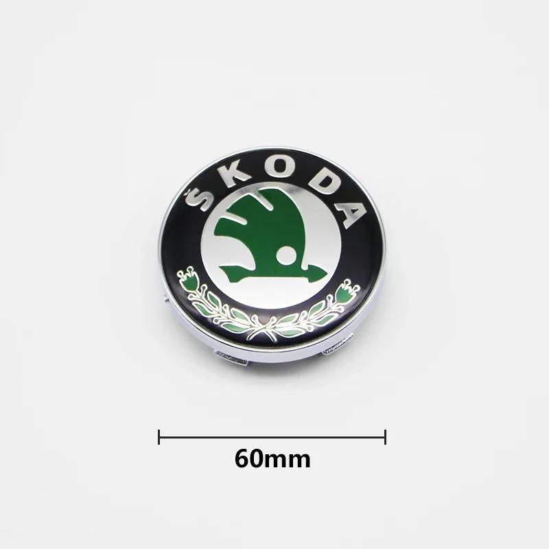 2025 New 4Pcs 56mm Wheel Center Caps Aluminum Domed Sticker Logo Alloy Badge For Skoda Rapid Octavia A5 RS Kodiaq Fabia A7 Acces