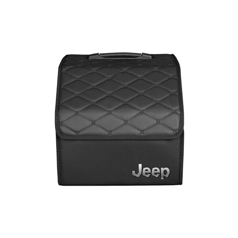 For Jeep Leather Suitcase Car Trunk Organizer Box Foldable Storage Bin For Jeep Grand Cherokee Wrangler JK Gladiator Compass
