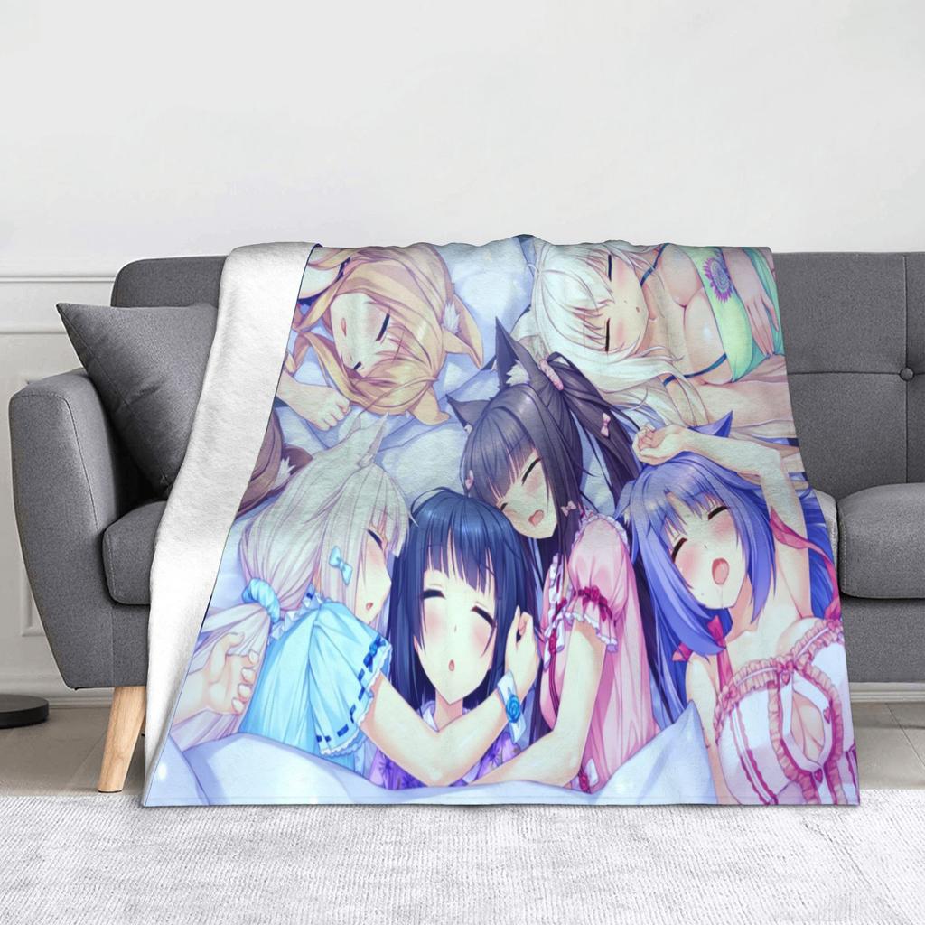 Nekopara Game Chocola and Vanilla Blankets Flannel Summer Air Conditioning  Portable Soft Throw Blanket for Sofa Couch Rug Piece