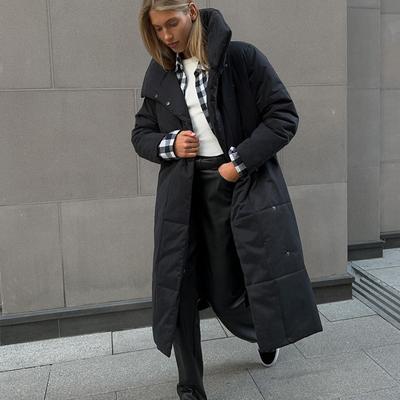 Женское пальто, повседневная однотонная свободная длинная и теплая хлопковая куртка