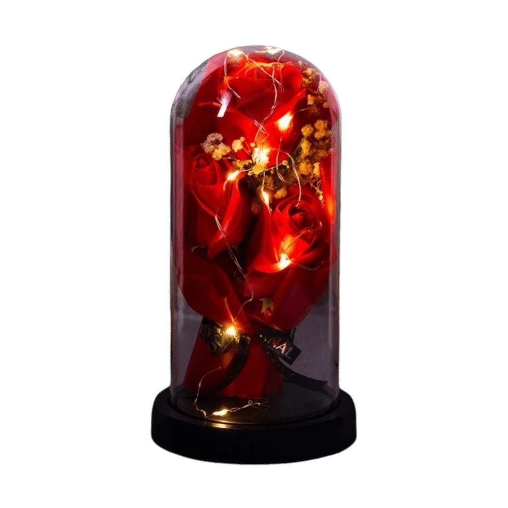 Романтическая искусственная роза со светом, светящаяся светодиодная, вечная роза, акриловая крышка, украшение для дома
