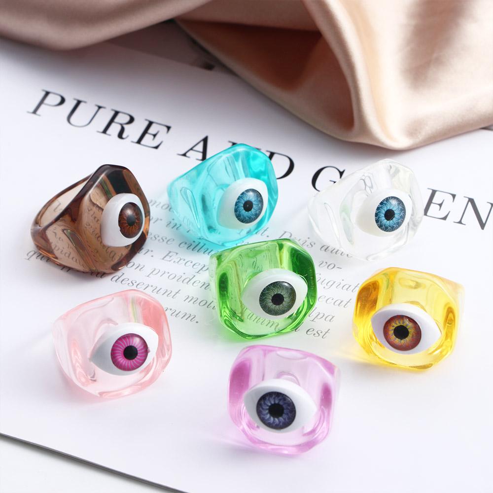 Личность Новый Панк Для Женщин Акриловые Модные Украшения Кольца Из Смолы Глаз Демона Кольцо На Палец