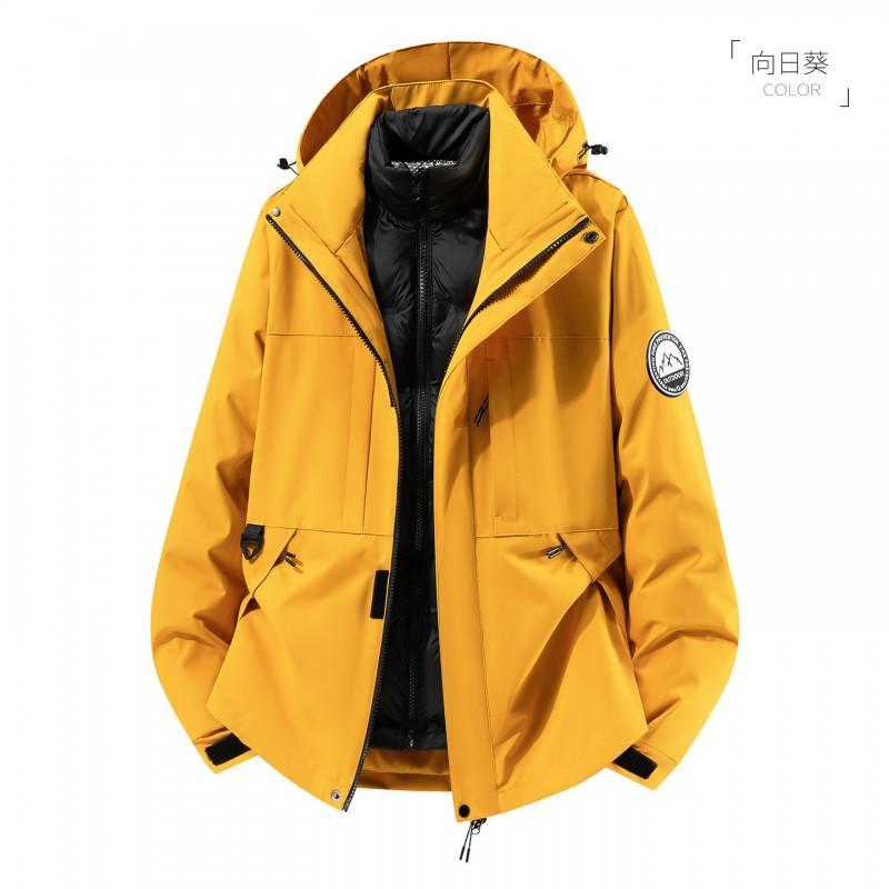 Women Men 3-in-1 Winter Jacket With Down Liner Waterproof Windproof Outdoor Hiking Coat