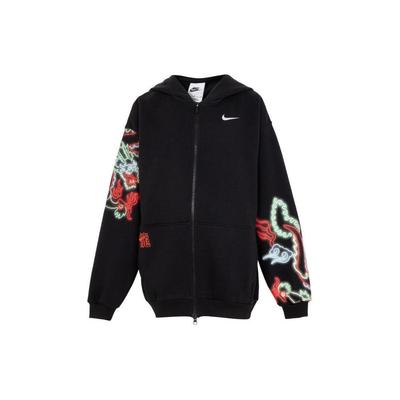 Nike Куртка с вышивкой Флис Повседневная Толстовка на молнии Детские куртки Черная FZ6562-010