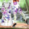 Spring Butterfly Print Yoga Outfit for Women Fashion Workout Leggings Fitness Sports Casual Yoga Set Sports Suit