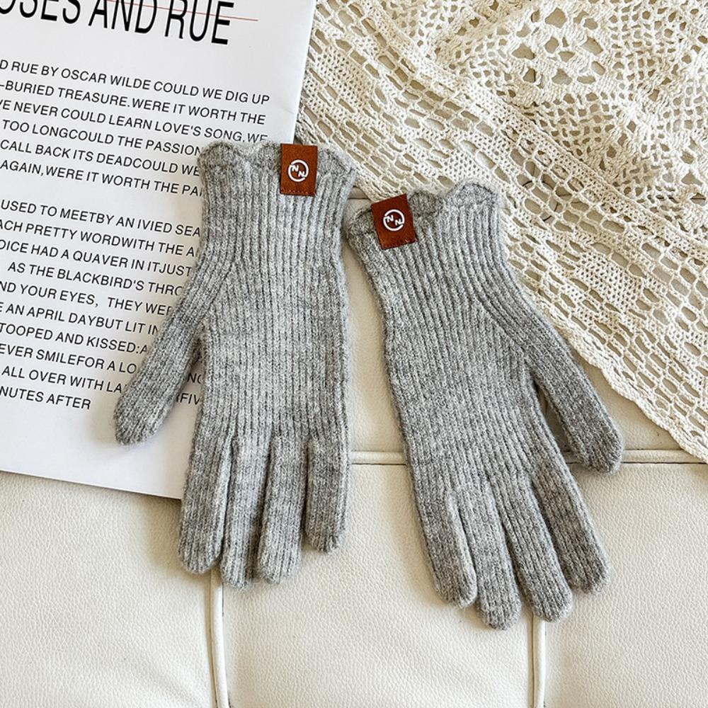 Lace Cashmere Open Finger Warm Gloves  Electric Bike Gloves  Autumn and Winter