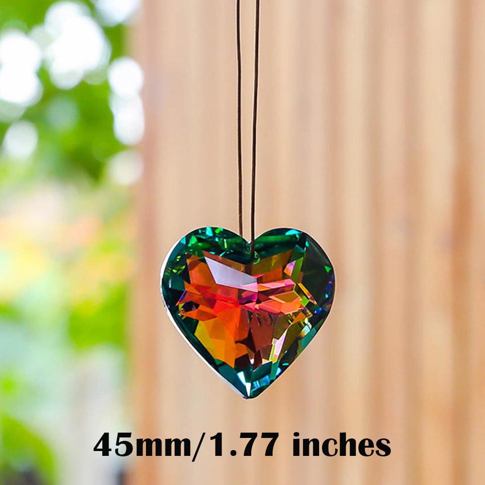 45mm Hanging Heart Suncatcher Prism Pendant Crafts for Home Office Garden Decoration Rainbow Maker Window Pendant 2025 Xmas Gift