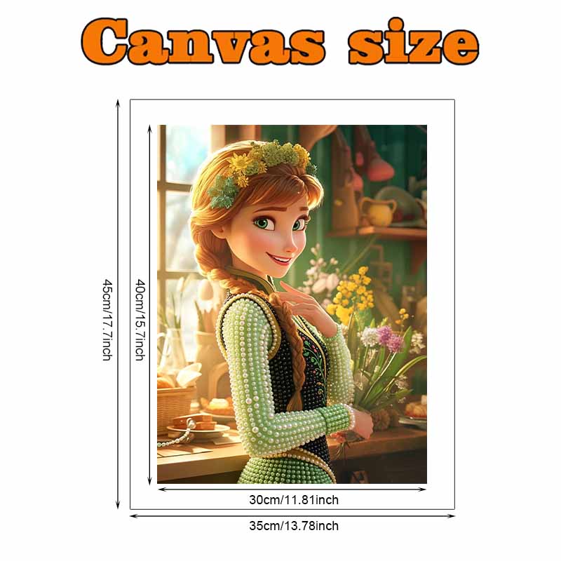Disney Pearl Painting Princess Anna Pearl Dress DIY Pearl Art Painting Pearl Gem Painting Pictures Crafts Special Shape Home Wall Decoration