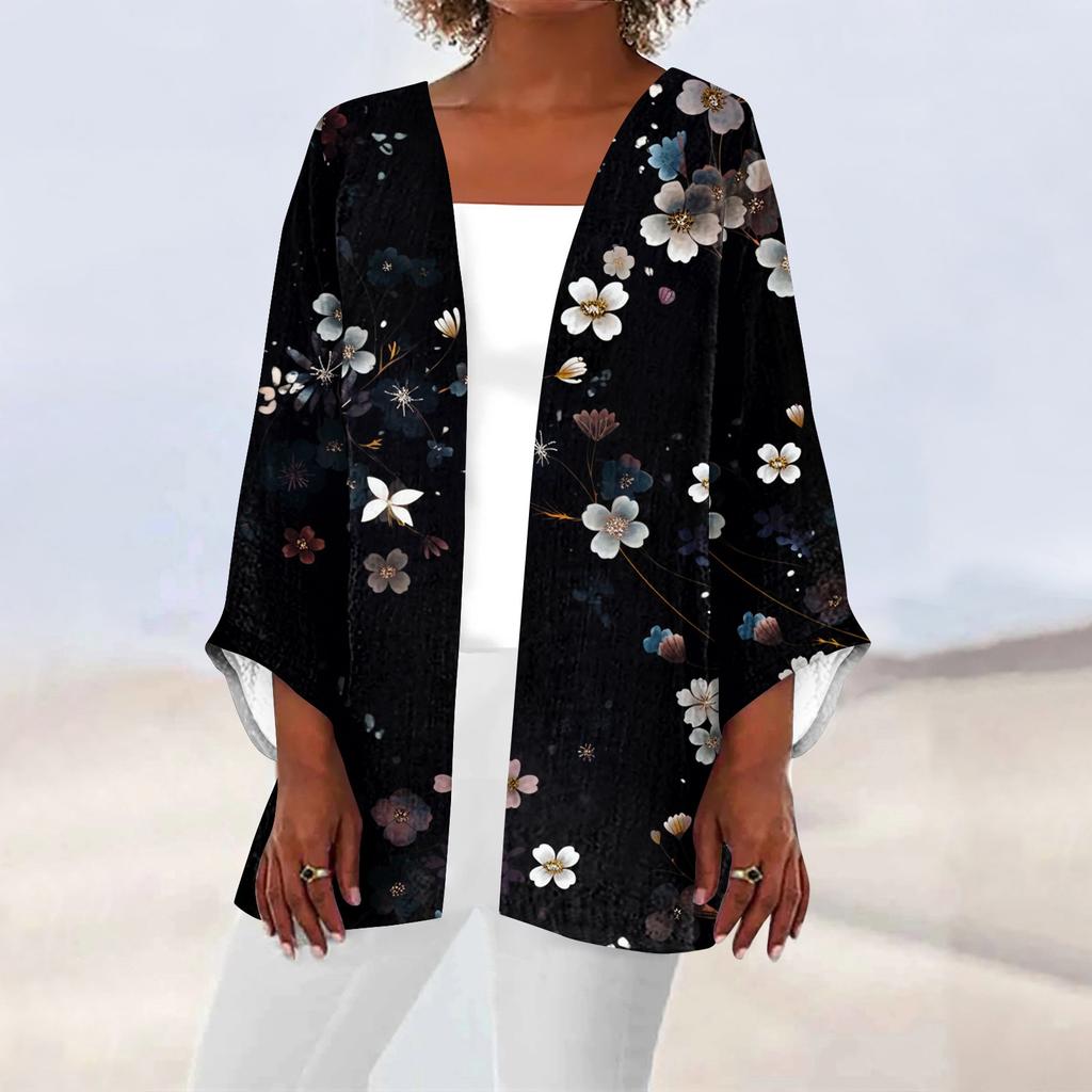 Women's Casual Fashion Printed Lightweight Mid-length Jacket Cardigan