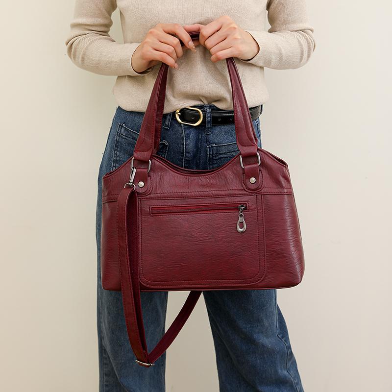 Женская сумка из мягкой кожи, большая вместительная сумка для матери среднего возраста, сумка через плечо через плечо