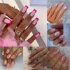 Rainbow Lines Fake Nials French Flower Nail Tips New False Nails  DIY