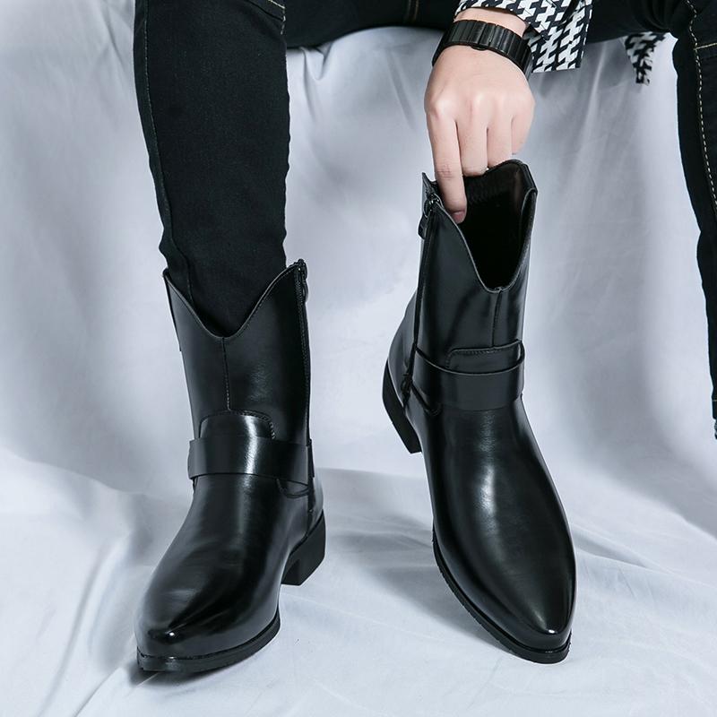 Luxury Brand Men's Autumn Pointed Side Zipper Comfortable Short Boots Fashionable Men's Comfortable Denim Boots High Top Boots