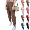 Women's Summer High Waisted Pants Casual Length Work Trouser Slacks With Pockets