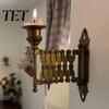 Decorative Wall Candle Holder Extending Taper Holder, Vintage Mounted Adjustable Bedroom Accent Metal Candlestick Sconce for Home Living Room Decor