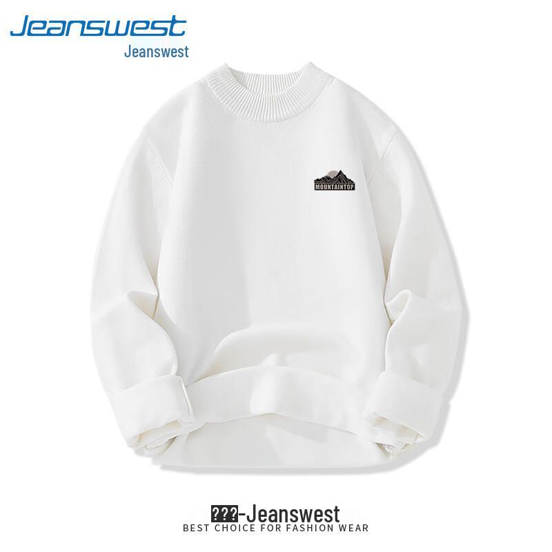 Jeanswest Men's Autumn Letter Knit Mock Neck Sweater