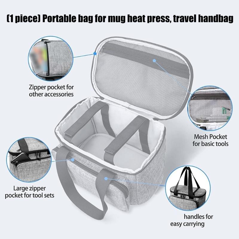 Stylish Travel Storage Bag For Mug Press Machines Craft Supplies Polyester Storage Bag with Removable Padding