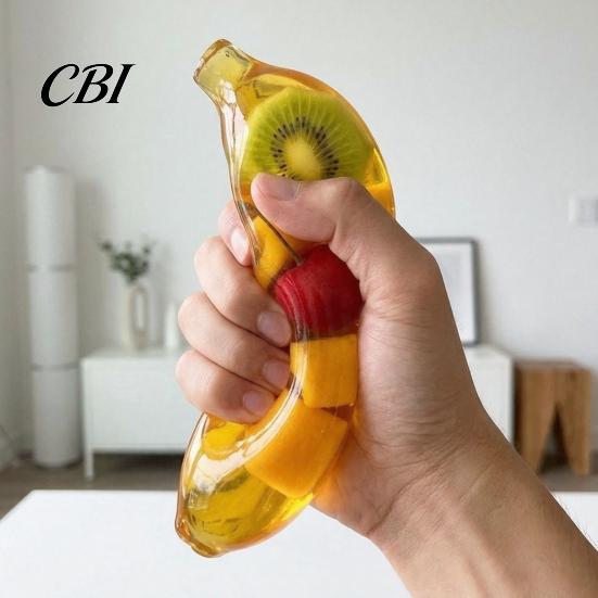 Tension Relief Toys Stress Banana Squeeze Toy, Clear Fake Sensory Improve Toy Concentration & Relieve Tension, Soft Stretchy Fruit Fidget Hand