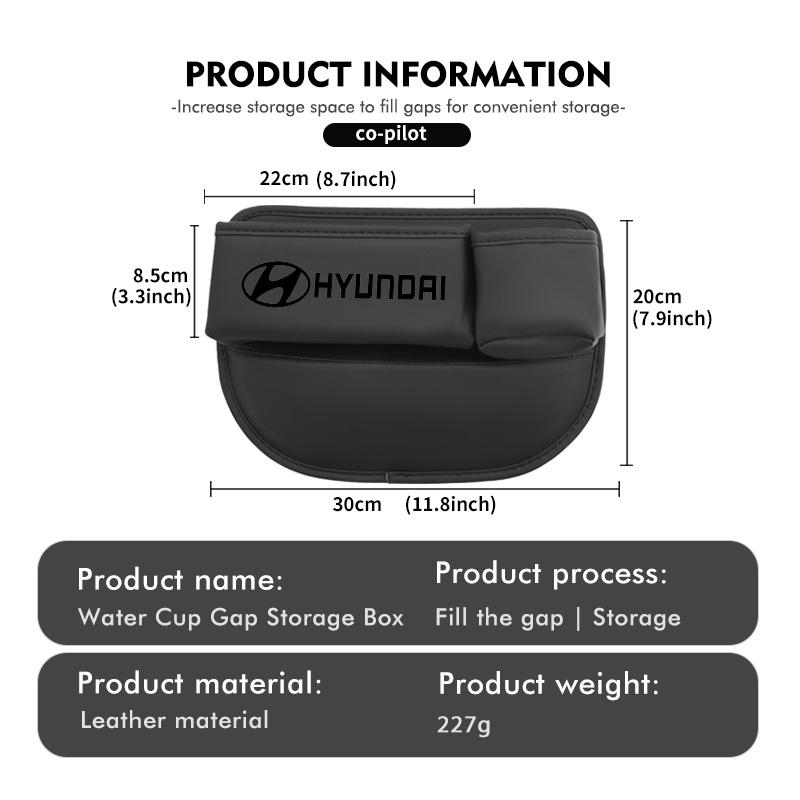 Leather Car Seat Gap Filler Storage Box Pocket Cup Phone Holder For Hyundai Genesis N-LINE I10 I20 I30 I40 IX20 IX35 Kona HH51
