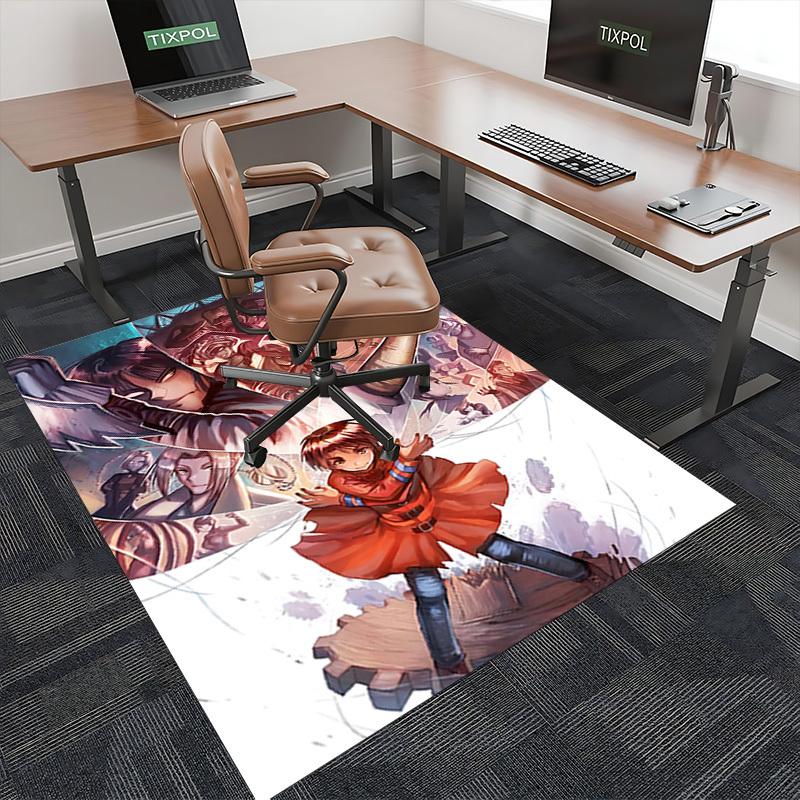 1pc Anime Cartoon Design Chair Mat - Fantasy Warrior Theme - Non-Slip Carpet for Office, Home Decor, Living Room, Bedroom, Game Room - Perfect Gift Id