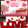 Valentines Day Theme Backdrop Pink Brick Wall Red Rose Flower Love Heart Balloon Party Decoration Portrait Photo Booth Props