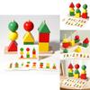 Wooden Shape Sorting Blocks With Color Matching For Early Education Kids