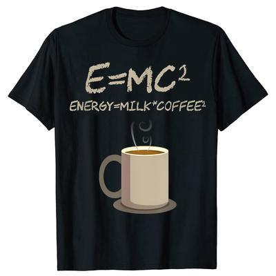 EMC2 Смешная Наука Кофе Энергия Кофе с Молоком Подарок Футболка Напечатанная на Заказ Графические Футболки Графические Футболки Camisas Streetwear