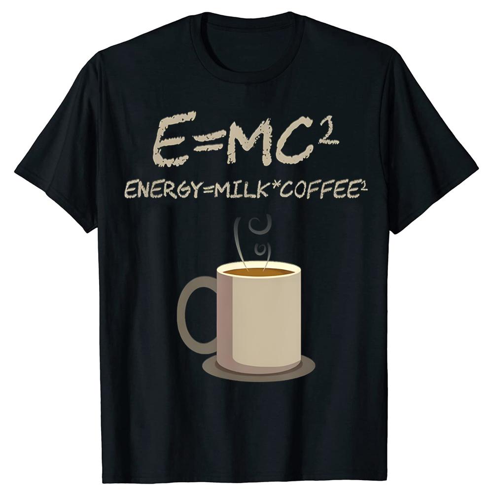 EMC2 Смешная Наука Кофе Энергия Кофе с Молоком Подарок Футболка Напечатанная на Заказ Графические Футболки Графические Футболки Camisas Streetwear