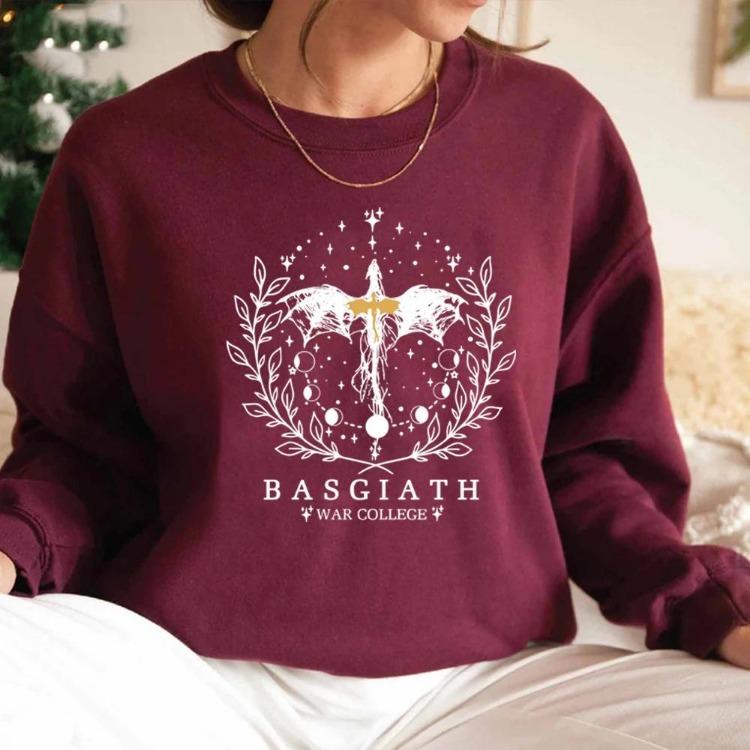 Fourth Wing Basgiath War College Fantasy Reader Sweatshirt Women Crewneck Pullover Bookish Gift Sweatshirts